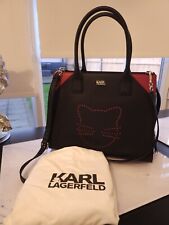 Karl Lagerfeld Cat Handbag Black Bag Long Shoulder Strap