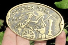 Poynton Park Oval Brass Badge Plaque Sign
