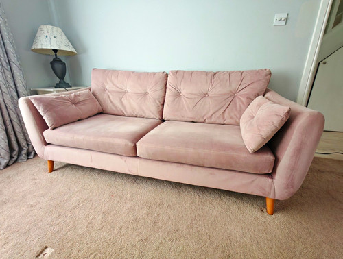 Pink velvet seater sofa - velvet, 3-seater