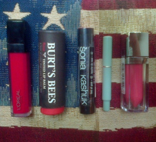 5pc lip balm - &, brush