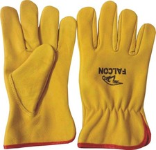 Driver Gloves Fleece Lined Leather Lorry HGV Driving Work Yellow Gloves Falcon