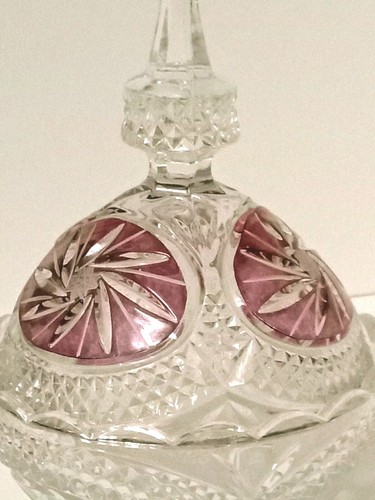 Vintage crystal bowl - bowl, lid