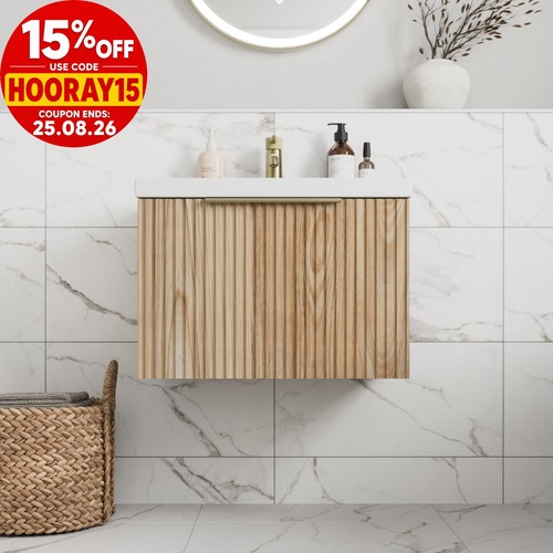 Fluted 600mm bathroom - fluted, vanity