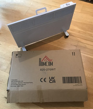 HOMCOM Convector Heater w/ Adjustable Thermostat, Safety Cut-Off White on wheels