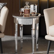 Quality Mirrored Side Table Modern Hallway Living Room Furniture Geometric Legs