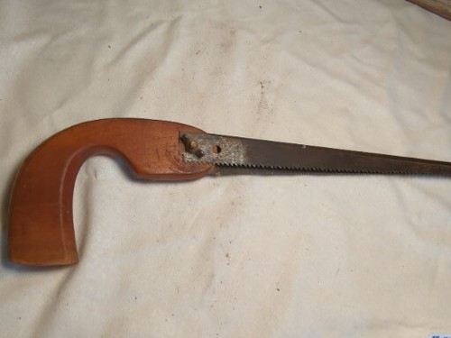Antique wood handle saw with - antique,