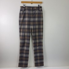Brax Feel Good Womens Trousers Straight Leg Check Browm 14R US 10R SKU 1509