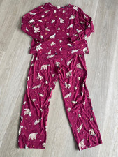 M&S dark red polar bear penguin design long sleeve pyjamas Size Medium
