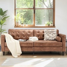 3-Seats Sleeper Sofa Couch, Mid-Century Modern Sofa with 2 Bolster Pillows