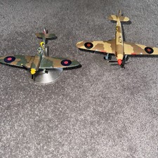 Corgi WWII Legends Diecast Metal Avro Supermarine Spitfire x 2 on Stands