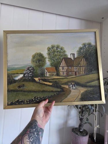 Vintage framed original oil - framed,