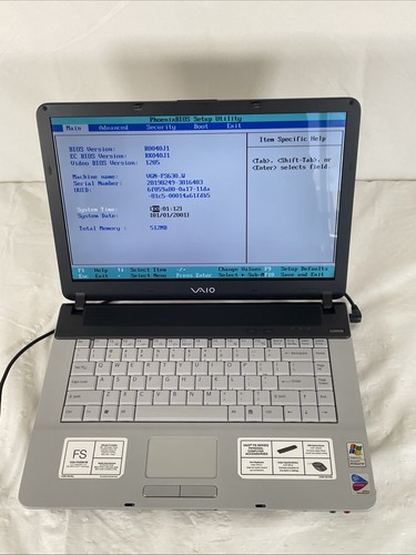 Sony vaio vgn fs630w - sony, vgn-fs630w