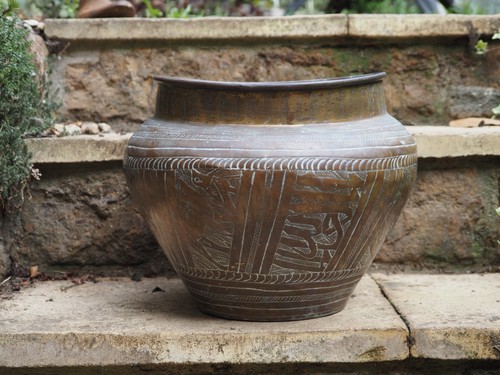 Vintage large etched brass