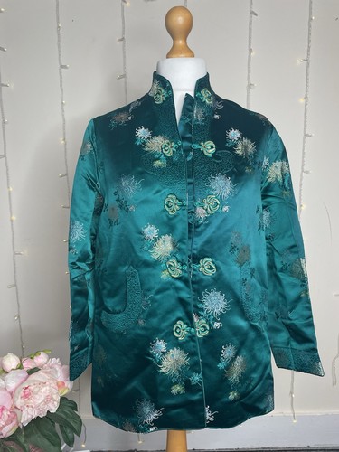 Vintage green chinese satin - vintage,