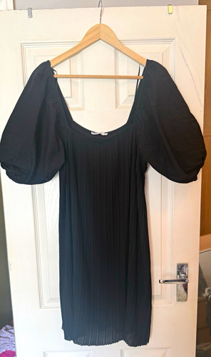 Zara black square neck - black, puff