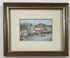 Kevin Platt Framed Padstow Quayside, Cornwall size 14cm x 12cm Print 