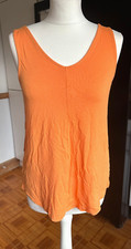 VGC Ladies GEORGE at ASDA Tangy Tangerine Mandarin Orange Stretch V-Neck Top 8