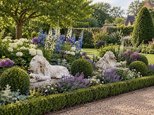 Large pair stone - lions, garden