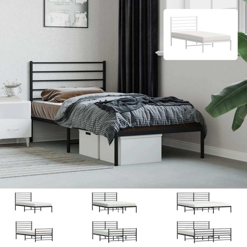 Metal bed frame with headboard - metal,