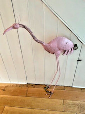 Vintage Pink Metal Flamingo Garden Statue Steampunk Sculpture Restoration TLC