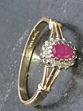 0.30ct Pink Sapphire And .014 Diamond Ring 9ct Gold 375 DIA Cluster Design K1/2