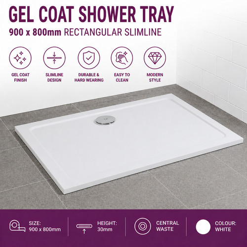 Gel coat shower - tray, 900