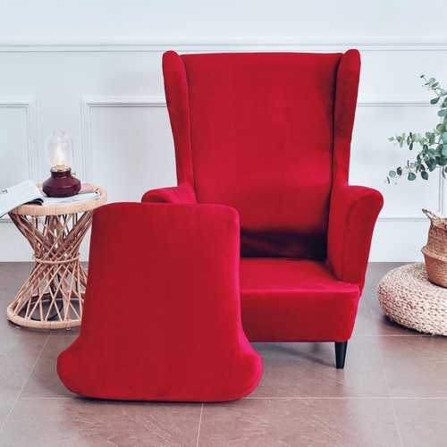 Stretch velvet wingback chair - stretch,