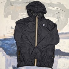 K-Way Le Vrai 3.0 Claude Mens Black Full Zip Waterproof Hooded Packable Size Med