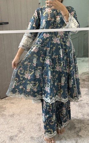Teal anarkali style - teal,