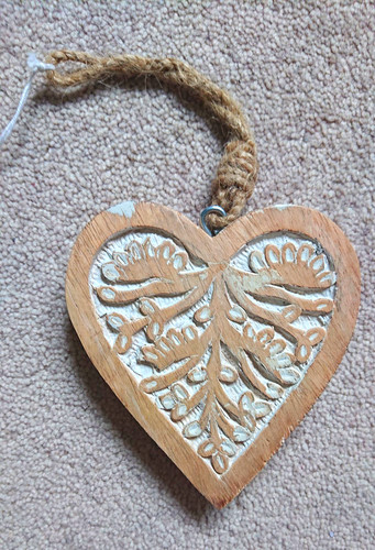 Wood carved heart wall hanging - wall,