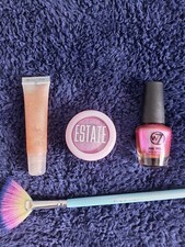 Makeup Bundle, Highlighter And Highlighter Brush, Lip Gloss And Nail Polish
