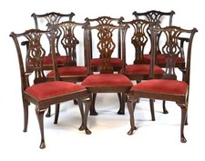 8 dining chairs-Chippendale-Adorable NEWLY FrenchPolished-STAMPED-SIMKIN-FreeDvy