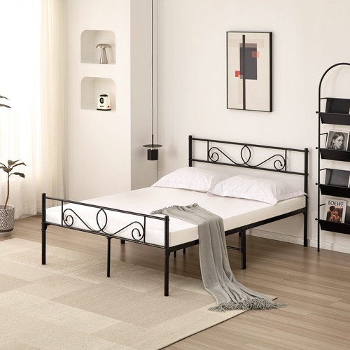 Metal bed frame with headboard - bed,