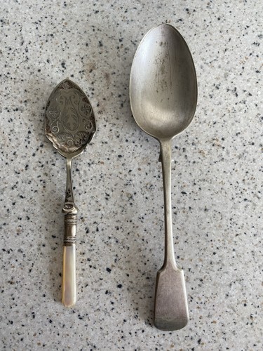 Vintage silver spoon - vintage, pair