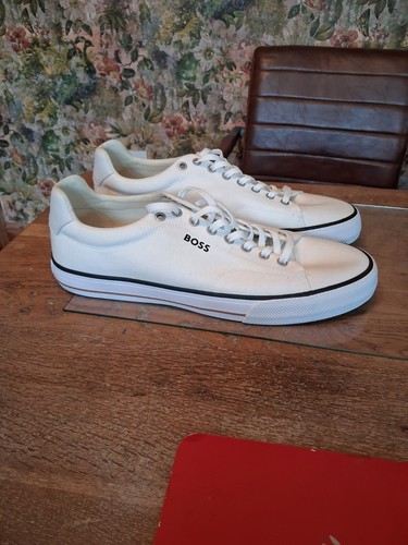 Boss cream canvas trainers - boss,