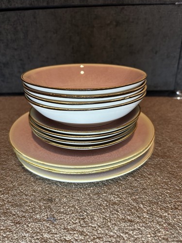 12pc porcelain dinner - dinner, pink