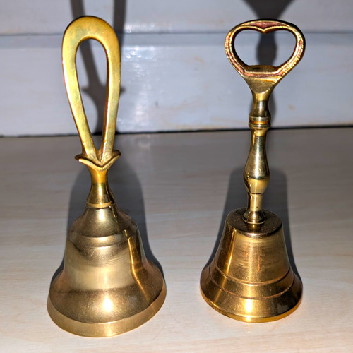 Pair brass hand bells - pair,