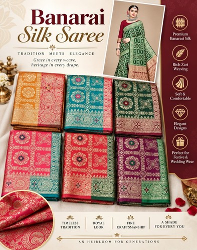 Banarasi style silk saree for - banarasi,