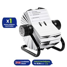 Rotary Business Card Organiser with 500 Index Cards and A-Z Tabs for Desk