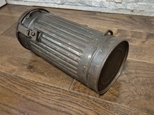 WW2 Original German Luftwaffe  mask container, tin, blue paint, name, dated