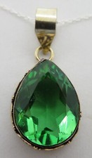 Sterling silver green paste vintage Art Deco antique butterfly pendant necklace