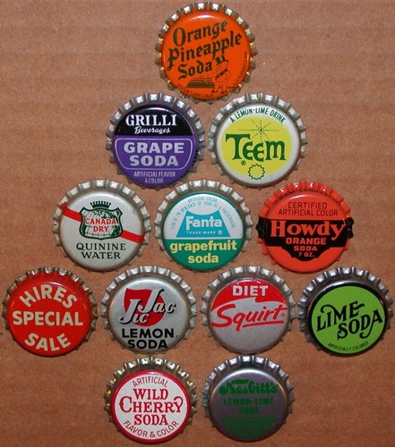 Vintage soda pop bottle - , caps