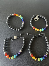4x Chakra Lava Stone Bead Bracelets Essential Oil Diffuser Yoga Healing Energy