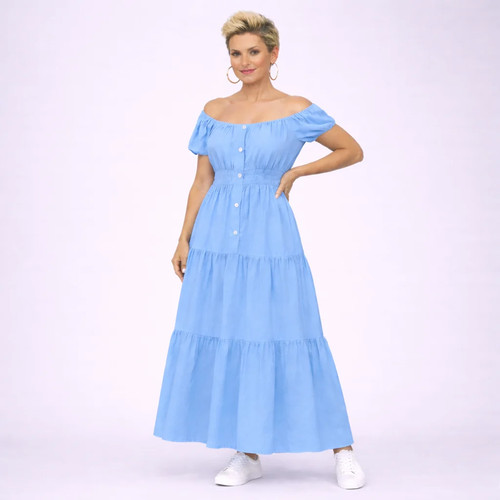 Off shoulder elastic waist - off,