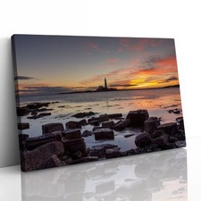 St Mary's Lighthouse Whitley Bay Canvas Framed Print Picture Wall Art