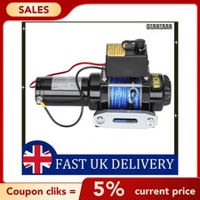 Gearzaar Electric Winch 2041KG/4500LB Synthetic Rope Workshop Recovery 12V 1400w