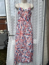 STUNNING UNION JACK CHIFFON LAYERED MAXI DRESS Sz 10 / 12 G21 CRUISE / PATRIOTIC