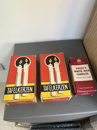 Three vintage candle boxes - candle,