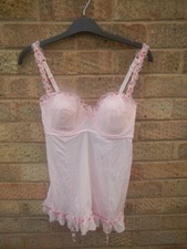 NEW LOOK PRETTY PROVOCOTIVE PINK 34D CAMI WITH SUSPENDERS NWT
