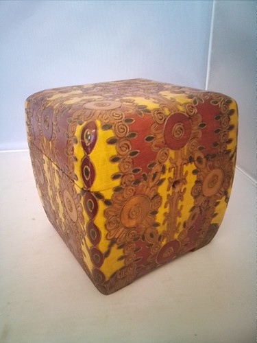 Vintage pokerwork wooden box - vintage,